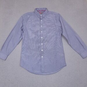 Chick-Fil-A Shirt Mens Small Blue Gingham Check Team‎ Style Employee Button Up